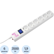 Сетевой фильтр Power Cube 6р/1,9м 16А бел (SPG6-16-1,9M) Сетевой фильтр Power Cube 6р/1,9м 16А бел (SPG6-16-1,9M)