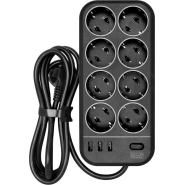 Сетевой фильтр Powercom SP-08 USB03AB 1,8 m (8 розеток) черный Сетевой фильтр Powercom SP-08 USB03AB 1,8 m (8 розеток) черный